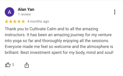 5 star review for Cultivate Calm Yoga Brisbane
